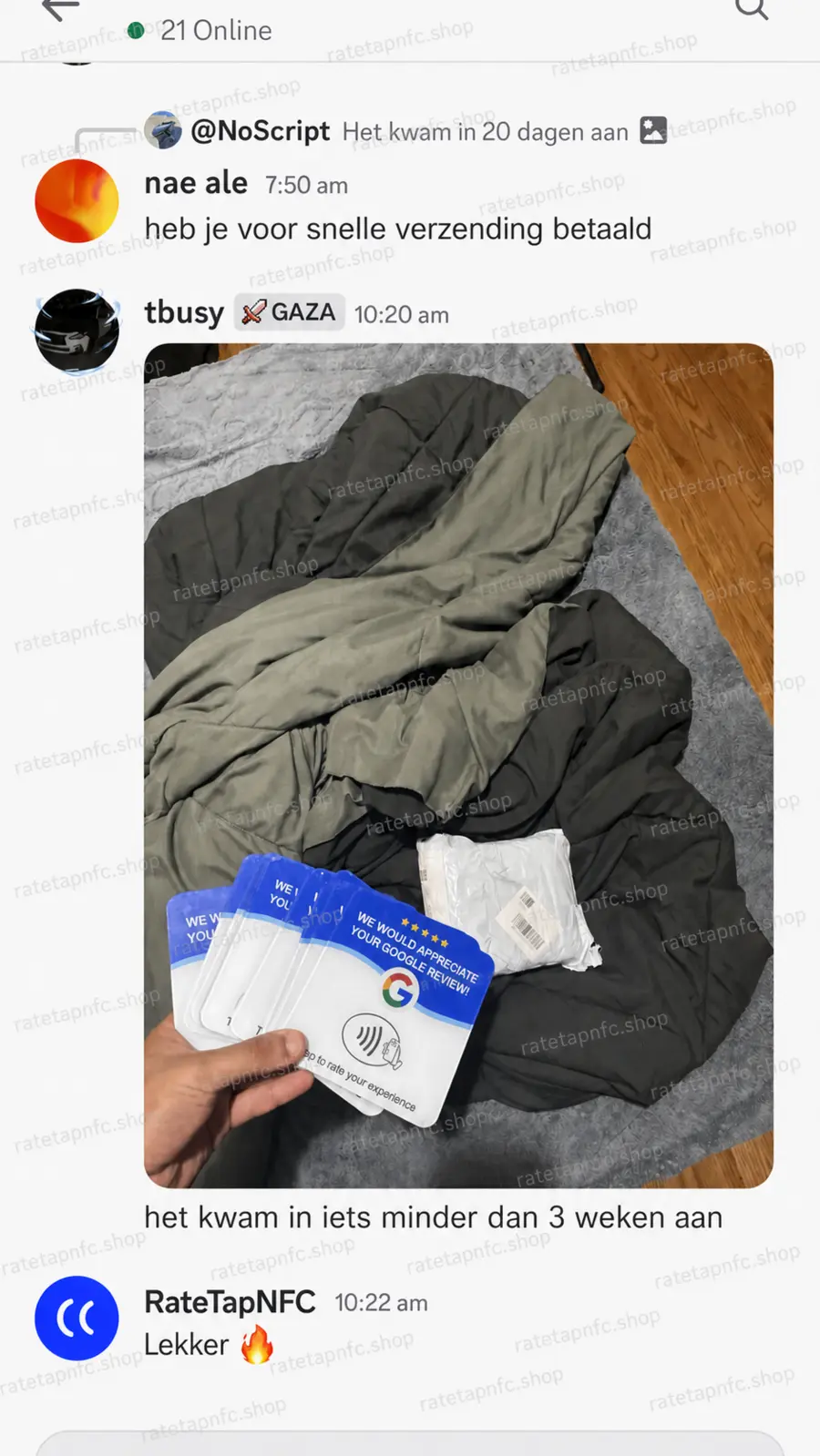 Discord-lid toont ontvangen NFC-reviewkaarten
