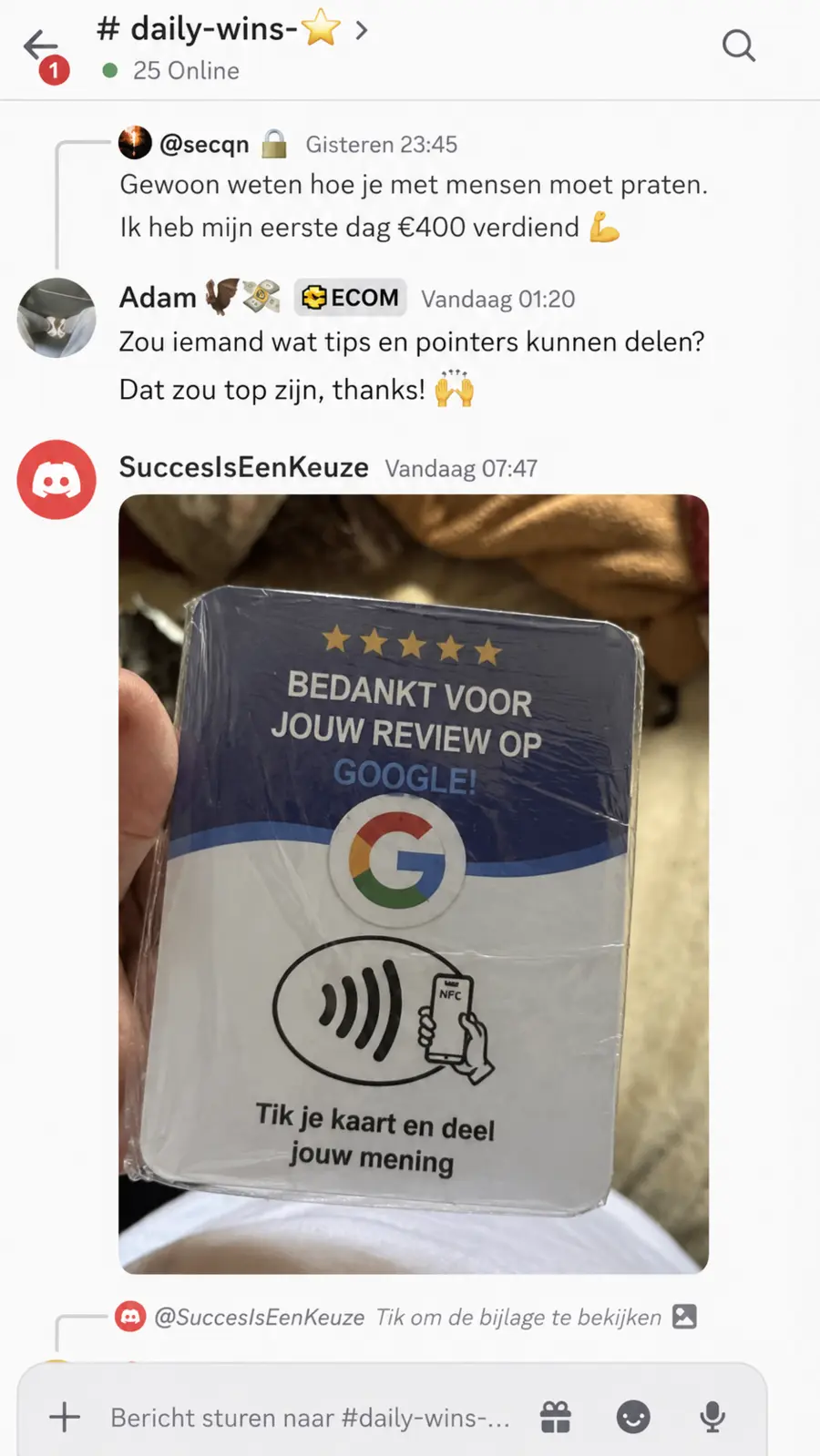 Discord-lid deelt een eerste verkoop van vierhonderd euro