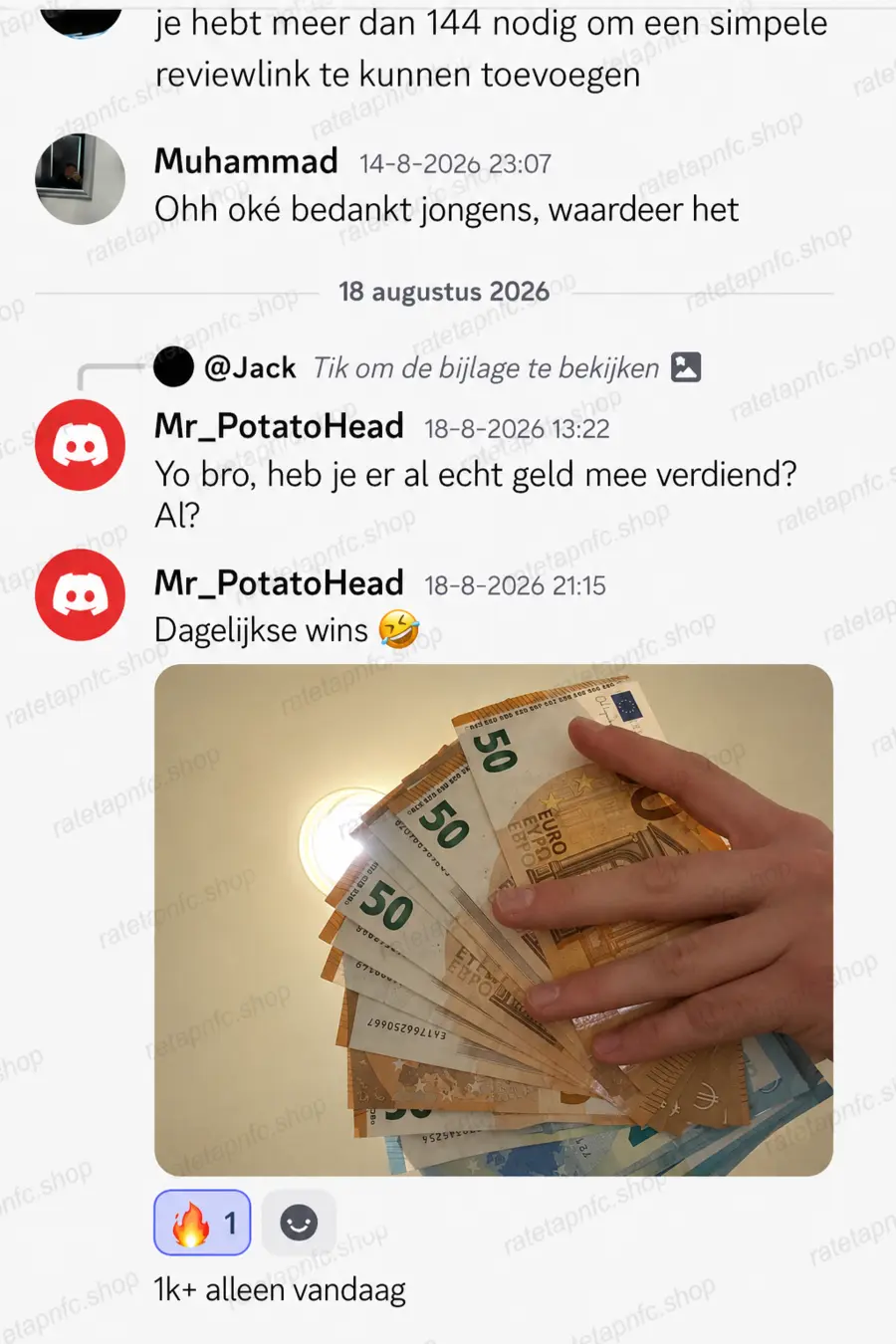 Discord-lid deelt omzet met NFC-reviewkaarten